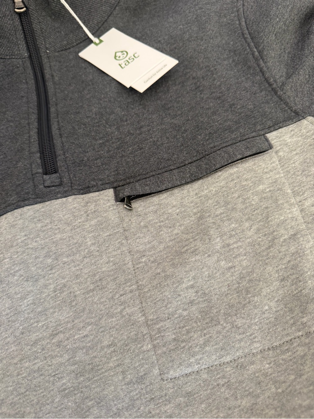 Tasc Men’s Two-Tone Gray Quarter Zip Pullover - Picture 7 of 7